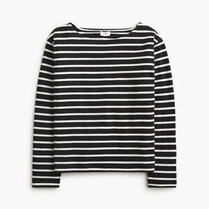 J.Crew Striped Gray White Boatneck Long Sleeve Tee Top Small
